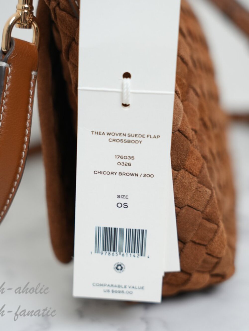 Tory Burch Thea Woven Suede Flap Crossbody in Chicroy Brown NWT - Picture 6 of 11